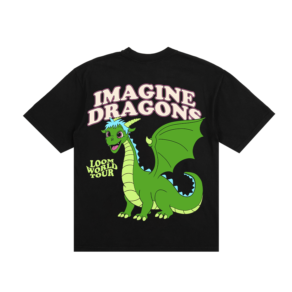 Black Cartoon Dragon Tee Back