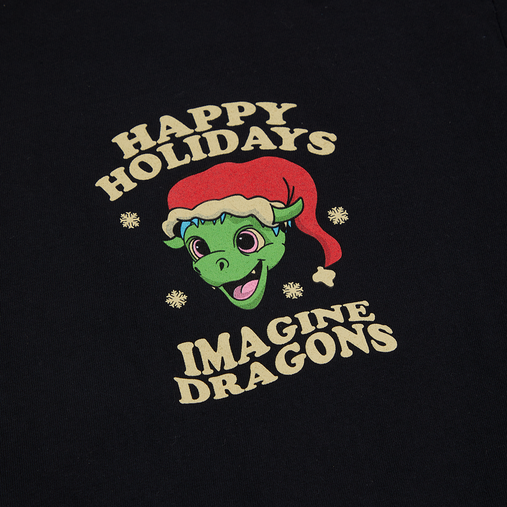 Cartoon Dragon Holiday Tee Front Detail