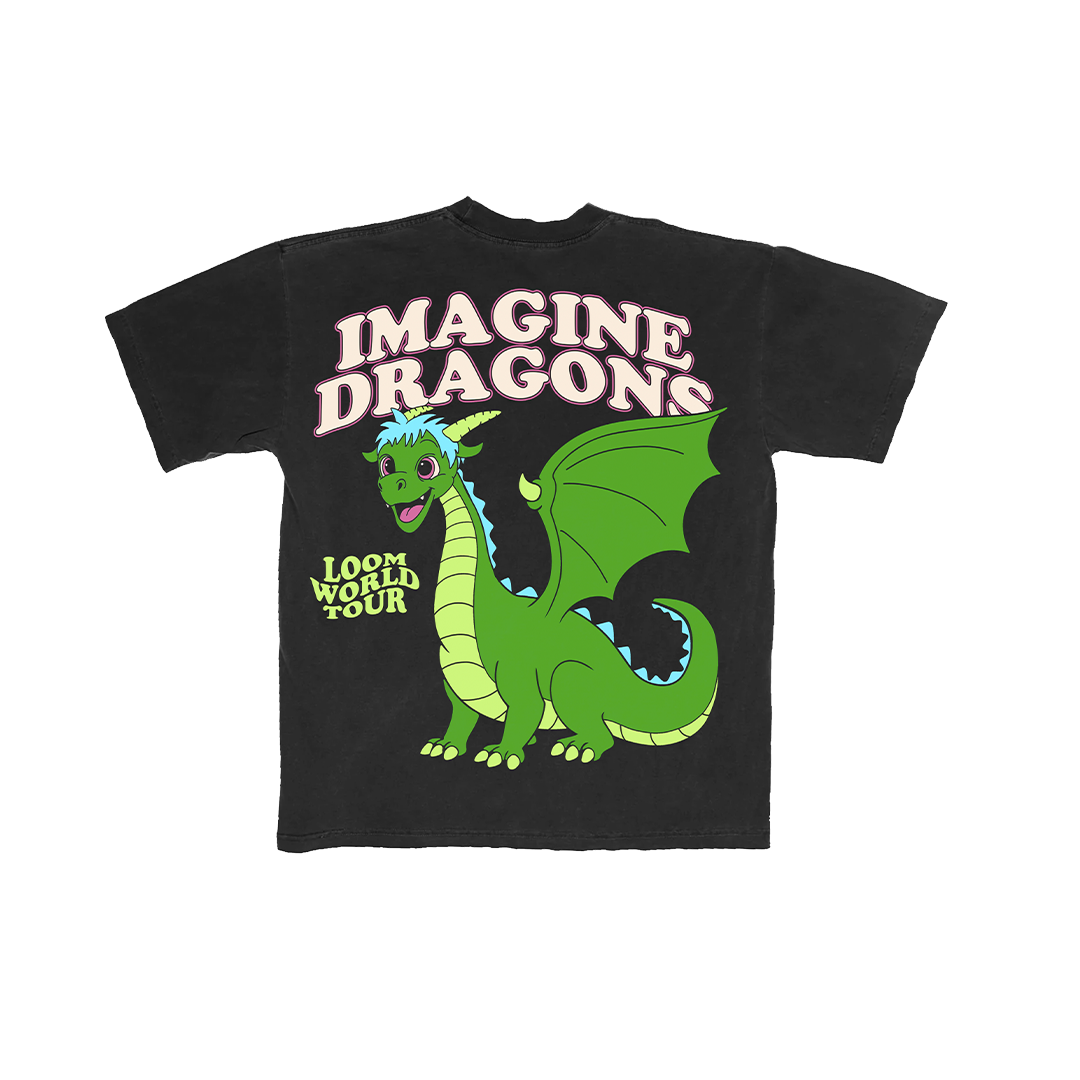 Black Cartoon Dragon Tee Back