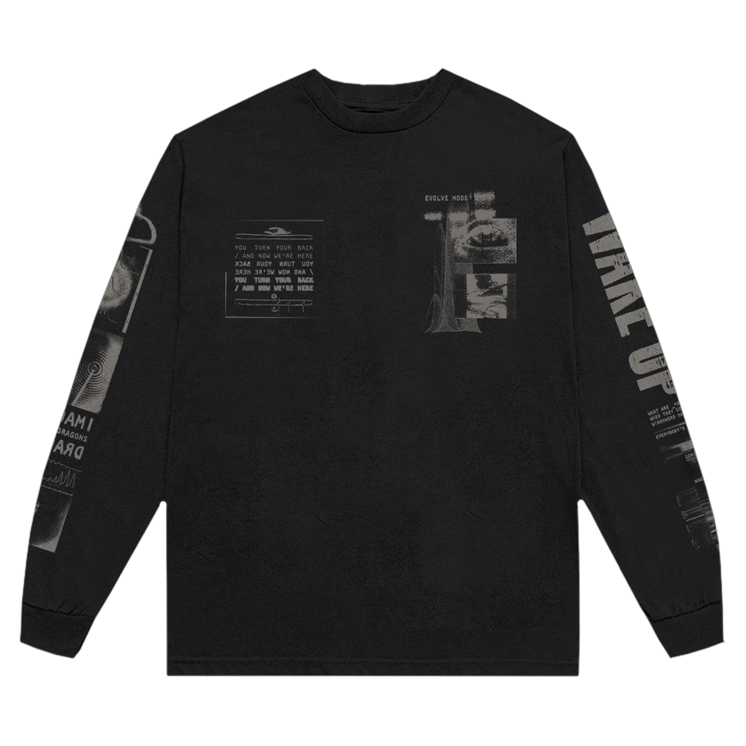 Wake Up Black Long Sleeve Front